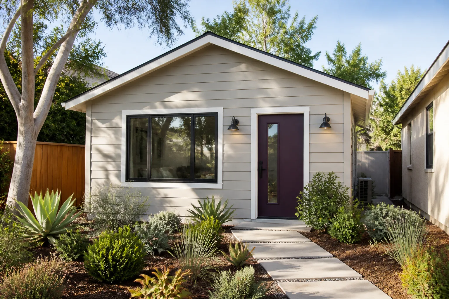 A former garage converted into a guest house